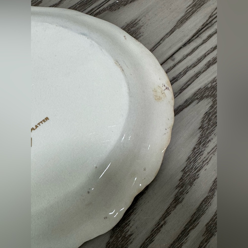 Antique Victorian Floral Oblong Porcelain Platter Stamped “Small Meat Platter 7” - Picture 7 of 7